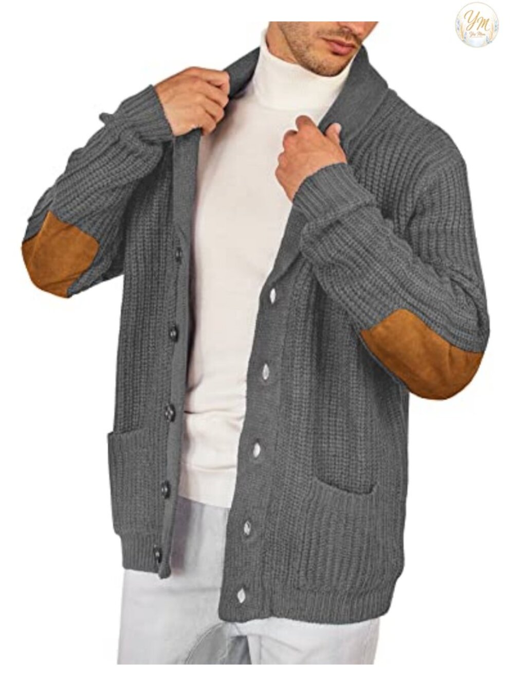 Men's Shawl Collar Button Down Cardigan Sweater with Pockets